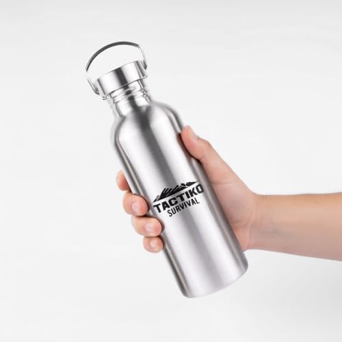 Tactiko Stainless Steel Wide Mouth Water Bottle | Single Wall Boil-Safe - color: Tan, size: 34 oz/1000 ml
