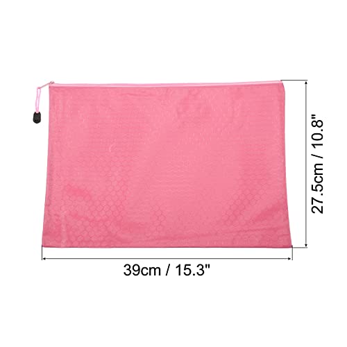 PATIKIL Waterproof Zipper File Bags 5 Pack B4 Document Storage Folders Bills Pencil Pouch for Office Travel, Pink - color: Pink