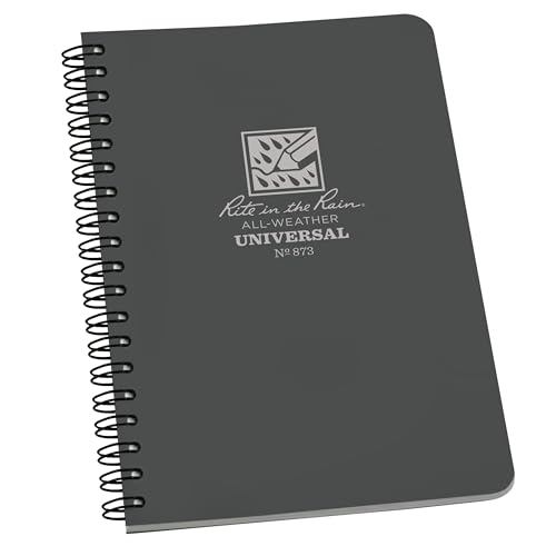 Rite in the Rain Weatherproof Side Spiral Notebook, 4.625" x 7", Gray Cover, Universal Pattern (No. 873) | writing-pencils - color: Gray, size: 1 Pack, style: Universal