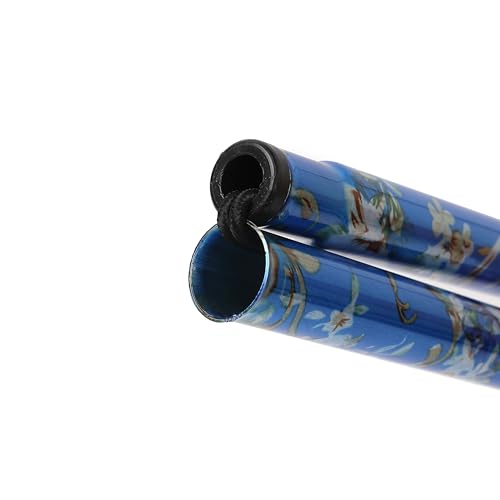 Folding Lightweight Walking Stick - Adjustable Aluminum Metal Collapsible Travel Cane with Non-Slip Rubber Base - color: Blue Floral