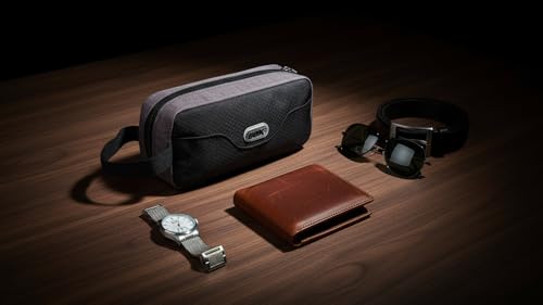 Small Travel Toiletry Bag for Men, Dopp Kit Mens, Zipper Pouch for Travel - color: Black/Grey