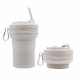 HANARA Collapsible Cup with Reusable Straw – 18 Oz (550 Ml), Portable Travel Mug, BPA-Free, Leak-Proof, Microwave & Dishwasher Safe, Multi-Purpose for Hot & Cold Drinks – Gray - color: Gray