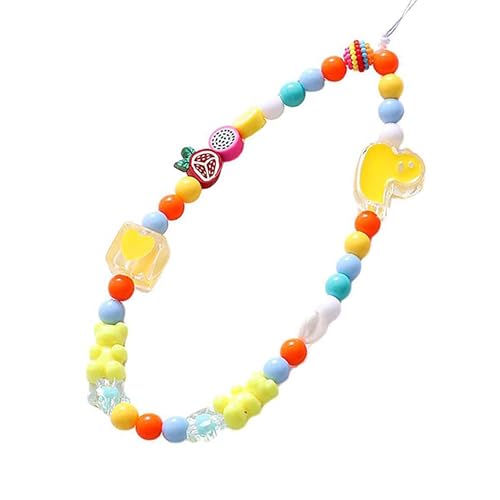 Beaded Phone Lanyard Wrist Strap Phone Charms Fixed Beads Pearl Chain - color: PC-hdj-3