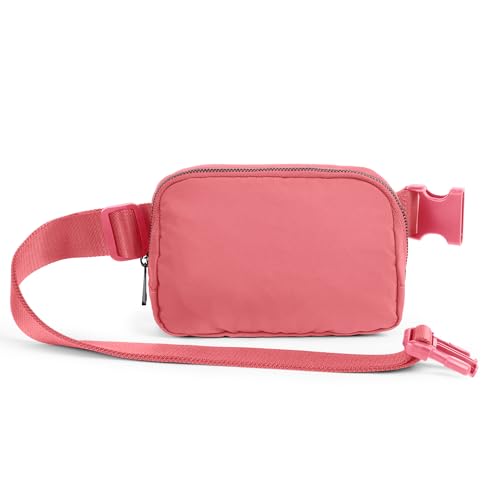 ODODOS Unisex Mini Belt Bag with Adjustable Strap Small Fanny Pack for Workout Running Traveling Hiking, Raspberry - color: Raspberry