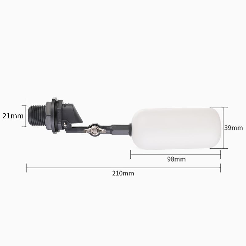 Cxztxcl Float Valve,Standard 1/2 inch NPT Thread Automatic Water System Filler，Adjustable Arm for Ponds,Plastic Float Ball Valve，Automatic Water Level Control,Fountain Float,Livestock Water Trough