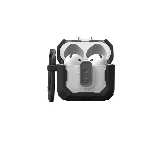 URBAN ARMOR GEAR UAG Designed for AirPods (4th Gen, 2024) Protective Case with Lock Plasma, Rugged Hard Shell Military Grade Protective Cover with Secure Lock Lid & Detachable Carabiner Clip, Black - color: Black