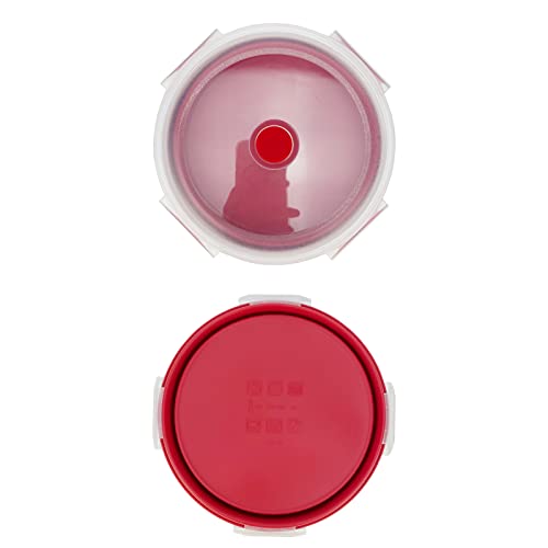 1200ml Large Camping Bowl with Foldable Spoon, Collapsible Bowl With Lid, Silicone Bento Box Container, For Travel Camping Meal Prep & Food Storage, Microwave Dishwasher Safe, Red - color: Red