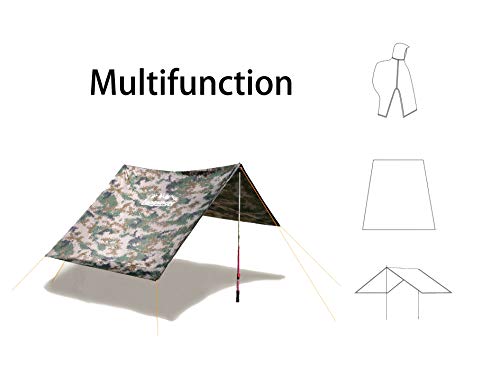 Rain Poncho for Adult, Waterproof Rain Poncho with Hood and Sleeve, Ideal for Hiking, Hunting, Camping - color: Navy Blue