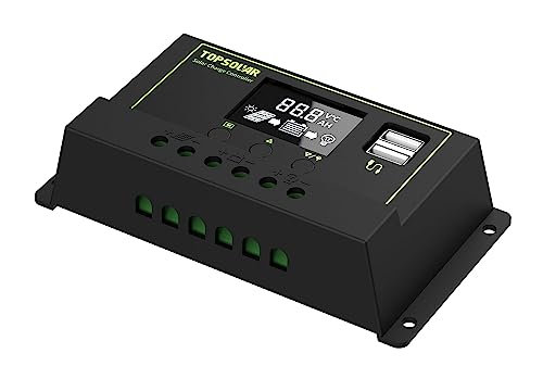Topsolar 30W 12V/24V Solar Panel Kit, Monocrystalline Solar Battery Trickle Charger Maintainer +10A PWM Charge Controller + Adjustable Mount Bracket for Car, RV, Boat, Motorcycle, Off-Grid System - size: 30W-K