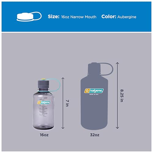 Nalgene 16 oz Narrow Mouth Water Bottle, Aubergine - color: Aubergine, size: 16 Ounces