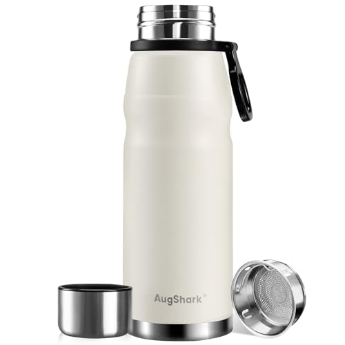 20oz Vacuum Insulated Stainless Steel Thermoses with Foldable Handle & Leakproof Lid, Slim Travel Coffee Cup for Hot/Cold Drinks, Fits Car Cup Holders - color: White-27oz