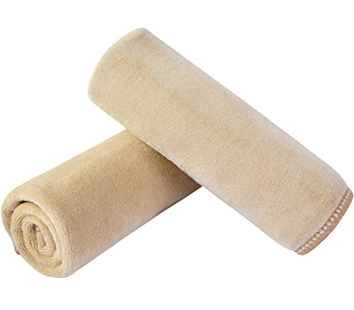 SINLAND Microfiber Facial Cloths Fast Drying Washcloth 12inch x 12inch (2pack, Cream) - color: Cream, size: 1 Count (Pack of 2)