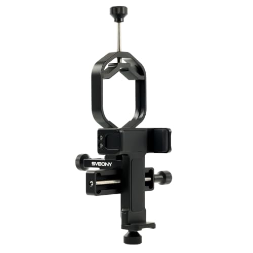 SVBONY SV214 Pro Telescope Phone Mount 3 Axis, Telescope Phone Adapter | for 28-48mm Eyepiece, Spotting Scope Binoculars, Telescope Mount with Remote Control, Aluminum Alloy Material - size: Support 28 to 48mm