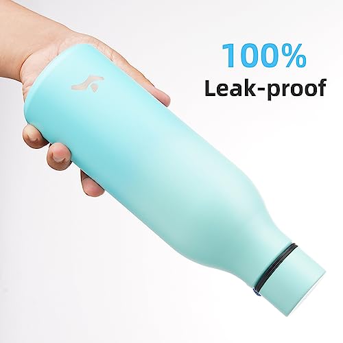 Konokyo 18 oz Insulated Stainless Steel Metal Water Bottle with Strap - color: Mint, size: 18 Ounces