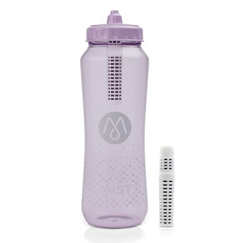 Mist Sports Squeeze Water Bottle with Built-In Filter for Pure Water, Lightweight and Easy Grip Squeeze Water Bottles Sports Quality, Leak Proof & BPA Free Athletic Water Bottle Squirt Top, Lavender - color: Lavender