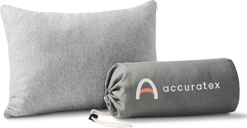 ACCURATEX Camping Pillow, Cotton Cover Compressible Travel Pillow,13x18 | Adjustable Shredded Memory Foam Pillow, Small Backpacking Accessories, Sleeping Essentials, Portable Car Airplane Pillow - color: Grey