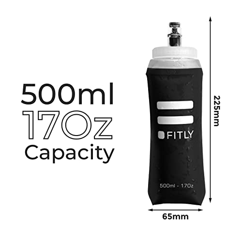 FITLY Soft Flask - Shrink As You Drink Soft Water Bottle for Hydration Pack - Folding Water Bottle Ideal for Running, Hiking, Cycling, Climbing & Rigorous Activity
