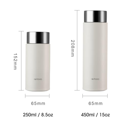 VSITOO S1 Lite 15oz Insulated Stainless Steel Self-Cleaning Water Bottle - color: White, size: 15 Ounces