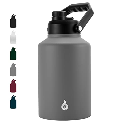 BJPKPK 128oz Insulated Water Bottle, 1 Gallon Water Jug, Stainless Steel - color: Gray, style: 128oz