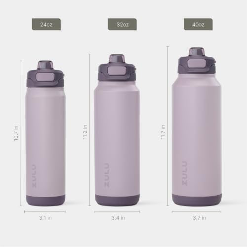 ZULU Powerfill Pro 32oz Stainless Steel Sip or Chug Water Bottle, Amethyst | Insulated stainless steel water bottle with Quick Fill™ lid, sip and chug spouts, leakproof lock, and dishwasher safe - color: Amethyst, style: 32oz