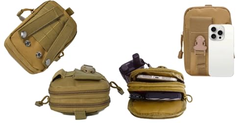 Tactical EDC Compact Waist Bag MOLLE Tool Pouch for Camping Hiking Hunting - color: Brown