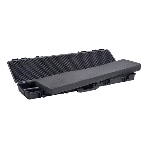 MEIJIA Portable Waterproof All Weather Hard Rifle Case,Soft Handle Grip,Customizable Fit Foam Inserted,without wheels,Black - size: 53INCH