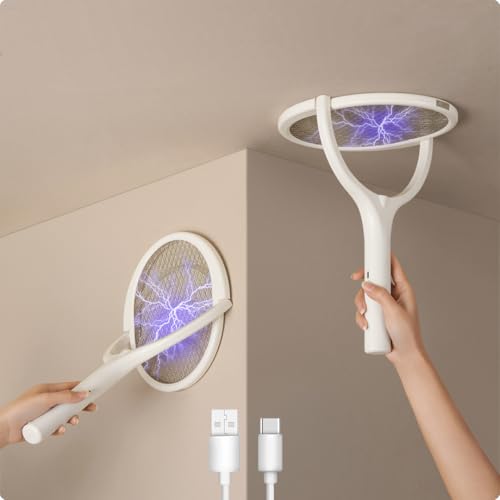GeckoMan Electric Fly Swatter Electric Fly Zapper Bug Zapper Racket | Rotating Head, Usb-C Charging, Electric Fly Swatter Rechargeable Mosquito Zapper Fly Killer Indoors - style: 1-Pack