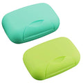 2 Pcs Plastic Soap Case Holder Container Box Home Outdoor Hiking Camping Travel Blue & Lime Green - color: Blue & Lime Green