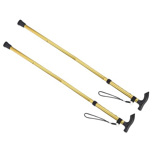 M METERXITY Trekking Poles - Collapsible Hiking Walking Sticks, Telescopic & Folding, Apply to Women Walking Backpacking - color: Golden