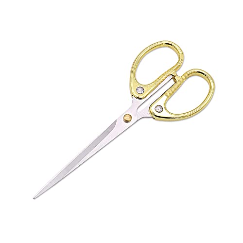 6.3-inch All Stainless Steel Office Scissors,Ultra Sharp Blade Shears,Sturdy Sharp Scissor for Office Home School Sewing Fabric Craft Supplies Multipurpose Scissors - color: Gold, size: 6.3"