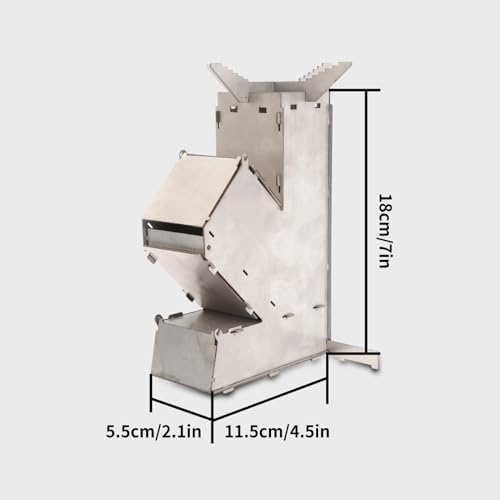 Detachable Camping Wood Stove Rocket Stove Portable Durable Convenient Stainless Steel Detachable Backpacking Stove
