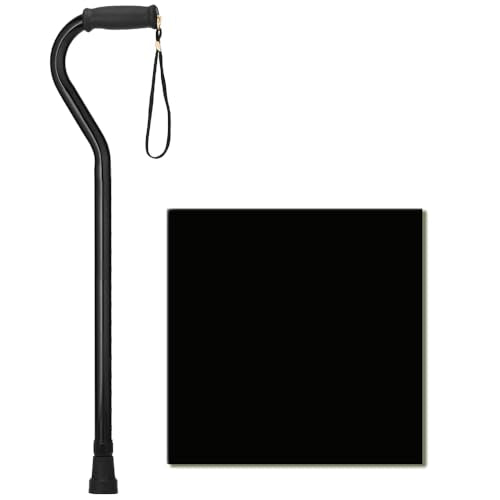 NOVA Heavy Duty Bariatric Walking Cane for Seniors, Men & Women – 500 lb Weight Capacity Offset Cane, Lightweight Adjustable Walking Stick with Soft Foam Grip, Wrist Strap & Non-Slip Tip - color: Black