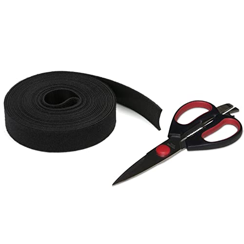 Envisioned Reusable Hook & Loop Strong Grip Fastener Roll with Soft Touch Microfiber Velour 1" x 16' (1" Wide, 16 Feet Long) - Black - size: 1" x 16' Black Velour