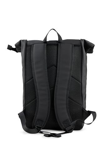 X RAY Roll Top Laptop Backpack for Men Women, PU Leather Expandable Roll Up Backpack Capacity Adjustable 22L & Fits 15.6" Laptop, Black - color: Black