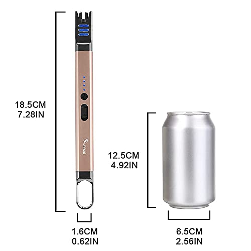 SUPRUS Candle Electric Arc Lighter Windproof Flameless USB Rechargeable Lighter with LED Light for Candle Camping BBQ Cooking (Champagne Gold) - color: Champagne Gold