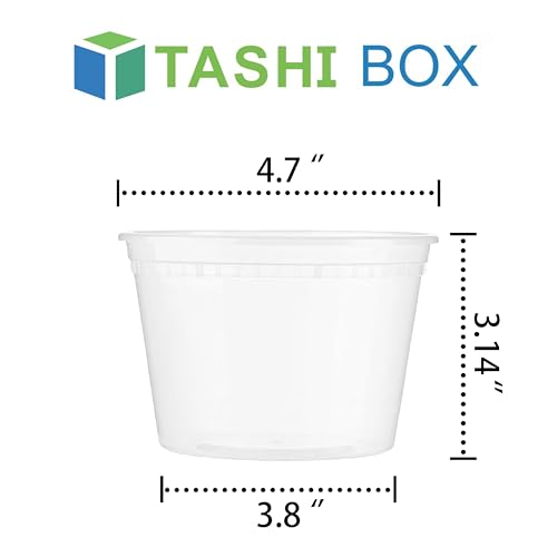 TashiBox 50 Sets 16 Oz Plastic Deli Containers with Lids - Food Storage Containers with Lids - Clear Airtight Meal Prep Containers, BPA Free, Stackable, Leakproof, Microwave and Freezer Safe - size: 16 oz - 50 Containers & Lids