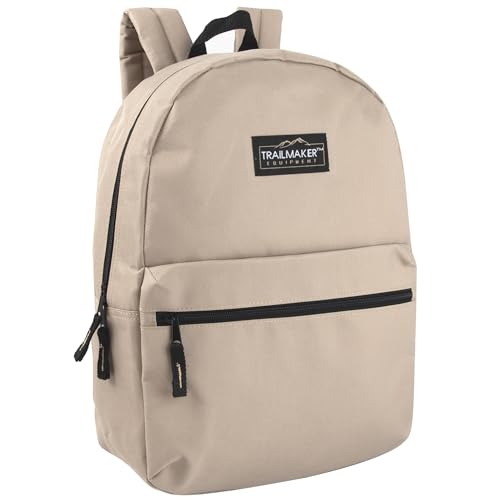 Trail maker Classic 17 inch Backpacks with Adjustable Padded Straps | School Backpacks for Girls, Boys - color: Khaki