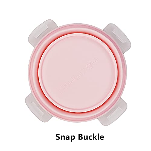 CCyanzi 3piece Round Collapsible Bowl with Lids, Silicone Food Storage Containers, Microwave & Freezer Safe, Space Saving for Kitchen Cabinet and Camping Backpack,(Pink) - color: pink