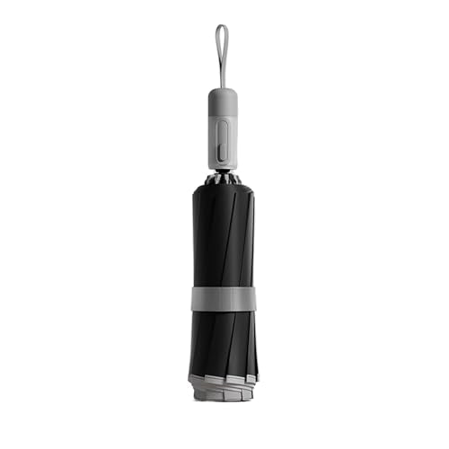 erised's bifrost Travel Folding Inverted Umbrella, Compact Reverse With Reflective Stripe,Auto Open/Close, UPF 50+ UV Protection, Large Canopy, 10 Ribs,Rain & Sun,Suitable for Men, Women,Backpack/Car - color: Grey