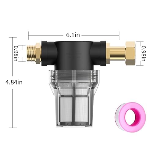 Garden Sediment Filter Premium Leakproof 3/4" Raw Water Strainer for Pressure Washer Inlet and Transfer Pump with 80 Mesh Screen