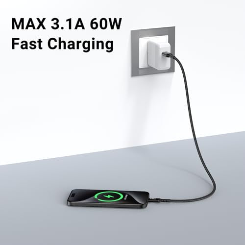 Android Auto & CarPlay USB C Cable 10Gbps, 1FT, 2 Packs, Black | USB 3.1 Gen 2 Type C Cord, 3A Fast Charging, High Speed Data Transfer, Compatible for iPhone 16/15 Pro/Galaxy S24/S23/SSD - color: black, size: 1 ft