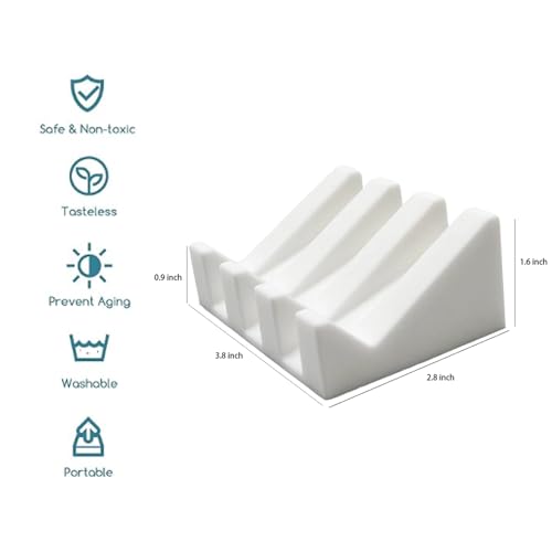 Silicone Soap Dish, Bar Soap Holder for Shower Bathroom, Kitchen, Bathtub, Self Draining Waterfall Drying Tray Keep Soap Bars Dry Clean & Easy Cleaning (White) - color: White
