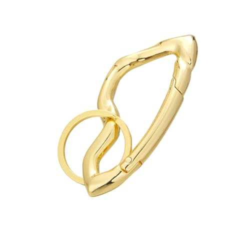 Cute Y2K Carabiner Keychain Clips Irregular Cool Multi-Use Large Heavy Duty Carabiner Hook Key Ring Outdoor Accessories Buckle - color: Gold Tone