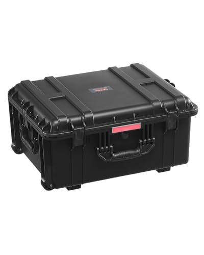 VEVOR Dry Box, Waterproof Hard Case with Pre-Cut Foam, 25 x 20 x 12.5inch | With Rolling Wheels & Retractable Pull Handles, Easy to Move & Carry, Padlock Holes, IP67 Waterproof, For Travel, Cameras - size: 63x50x32 cm