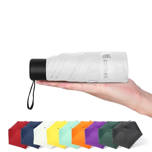 GAOYAING Compact Travel Umbrella with Case Sun&Rain Lightweight Small and Compact Suit for Pocket 34 Inches - color: White, size: 34 Inches