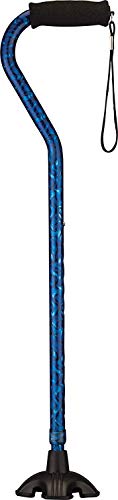 Nova Joy Designer Offset Quad Cane for Seniors - Unisex Adjustable Lightweight Walking Aid with Foam Handle, Wrist Strap and Anti-Rattle Lock - Essential Mobility Support - Blue Rain - color: Blue Waves