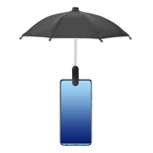 Phone Umbrella - Adjustable Cell Phone Umbrella Sun Shade with Stable Clip Universal Mini Cellphone Shade Cover for Beach/Pool/Outdoor, Black - color: Black