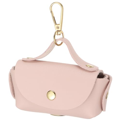 Dog Poop Bag Holder, Leather Pet Waste Bag Dispenser for Leashes Portable Reusable Easy Cleanup Pouch(1Pcs, Pink), Intended for Outdoor/Travel/Walking with Dog - color: Pink
