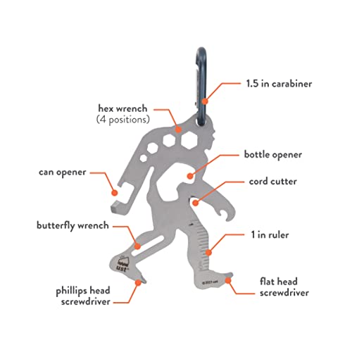 UST Tool-a-Long Multi-Tool Carabiners with Durable, Compact Stainless Steel Construction for Hiking, Kayaking, Camping, Travel and Outdoor Survival - style: Sasquatch