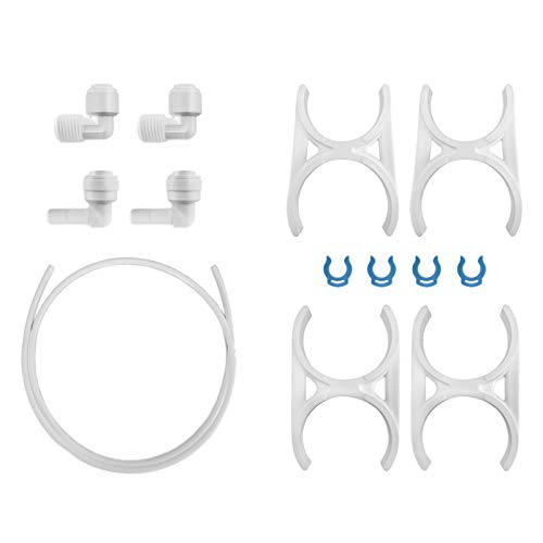 Express Water Filter Upgrade Kit, Reverse Osmosis, Add New Filtration Stage | Includes Adapters for ¼” Threaded and Quick Connect Filters, BPA Free Polyethylene Tubing, Quick Hassle Free Setup - color: Brushed Nickel, style: Accessories